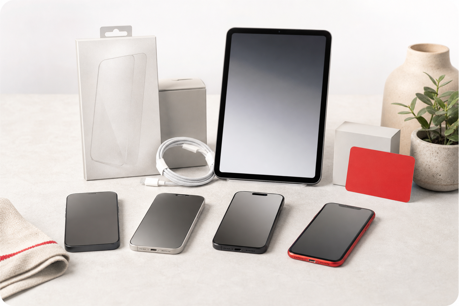Gebrauchte Smartphones, Tablet, Schutzglas und Zubehör im KMP Geräteshop